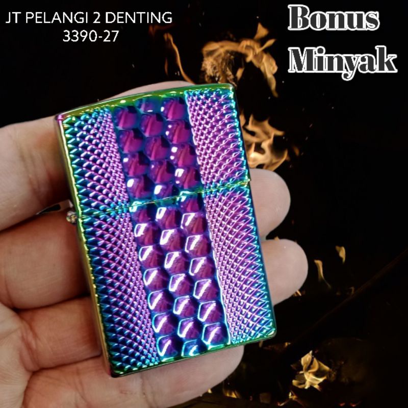 KOREK API MINYAK SIAP NYALA DUA DENTING WARNA PELANGI 3390-27