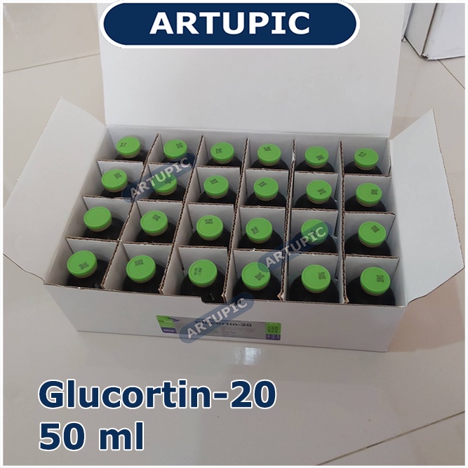 Glucortin-20 50 ml Obat Analgesik Antipiretik Antiinflamasi Hewan Ternak Antialergi Antistress mempercepat pemulihan kondisi pada sapi kambing domba babi anjing kucing