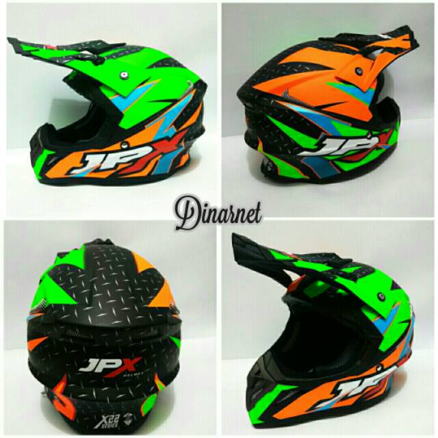 Helm Cross Jpx Full Face Standar SNI Trail Trabas Supermoto Klx X22 Black