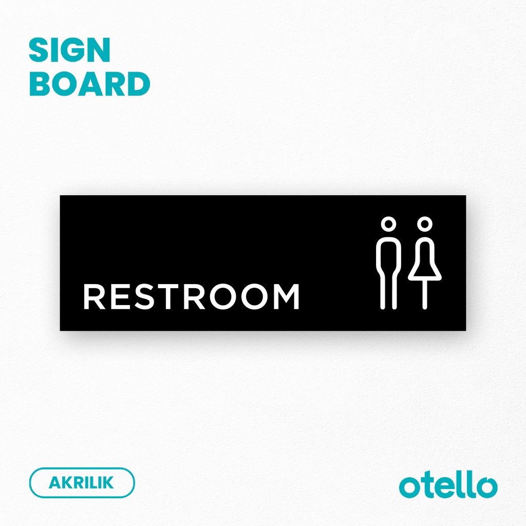 Otello Restroom Signage Akrilik Papan Nama Ruangan Toilet Acrylic Sign Petunjuk Tempat Sticker Label