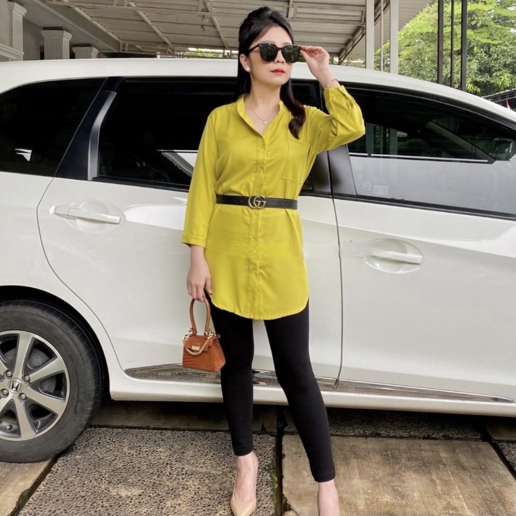 WSE390 - Kemeja Dewi Long Top Atasan Wanita Baju Kerja Formal PREMIUM QUALITY