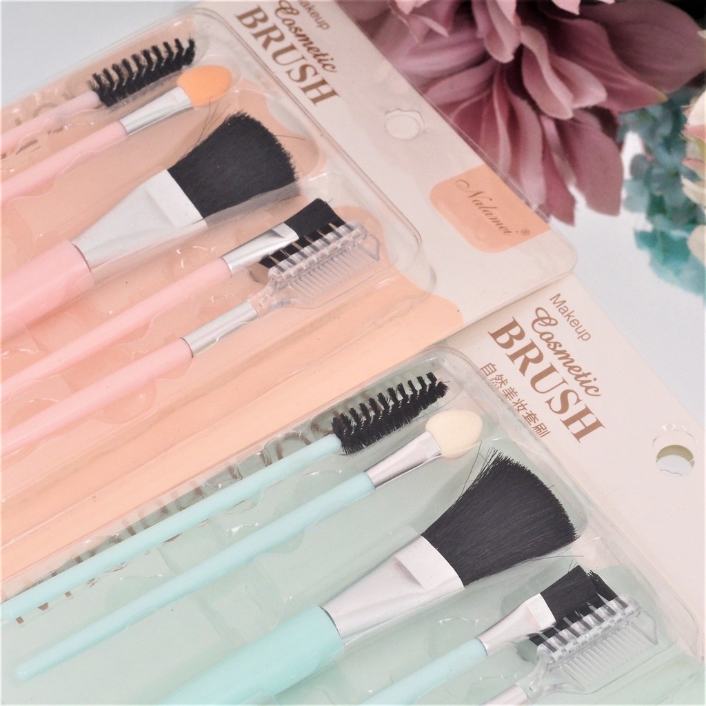 SET ISI 5 Pcs Kuas Make Up Eyebrow Mascara Eyeshadow set Kosmetik Brush 5 in 1 Mini Set Alat Makeup Travel Cosmetic