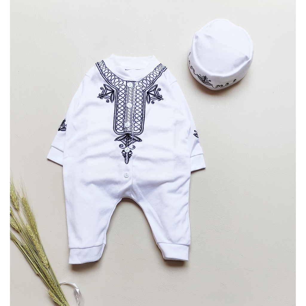 MAFAZABABY Set Jumper Romper Koko Bayi Baju Muslim Anak Bayi Laki-laki Newborn Koko Aqiqah(0-6bulan)-5