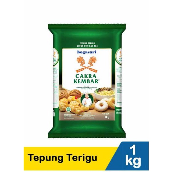 

Tepung Terigu Cakra Kembar 1KG bogasari