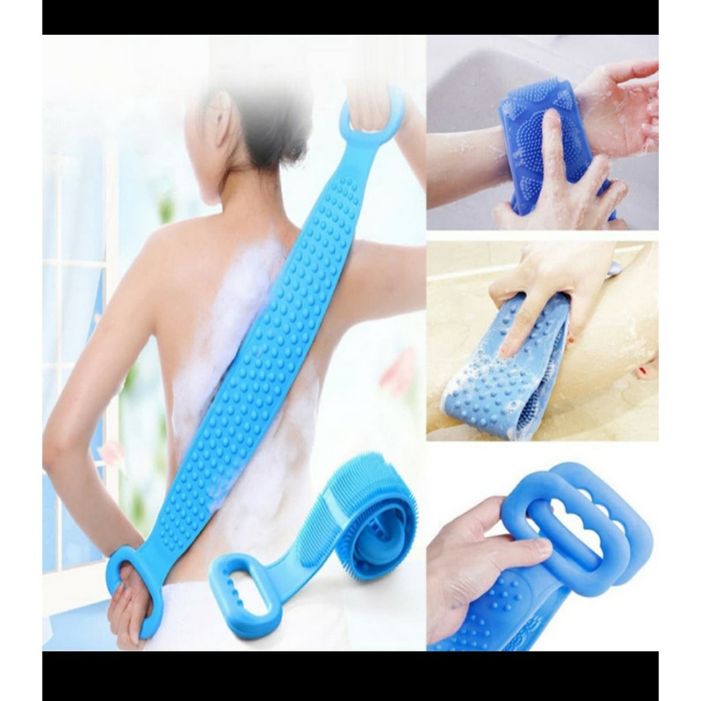 HARGA PROMO!!!! Sikat Punggung Silicone Body wash Scrubber Model Sabuk Double Side Warna Random