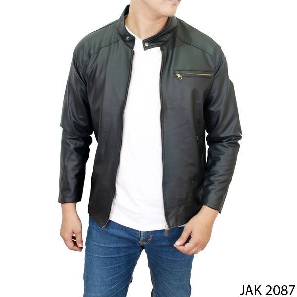 Jaket Semi Kulit Sintetis Pria Keren 99% Mirip Kulit Asli Simpel Lentur (COMB)