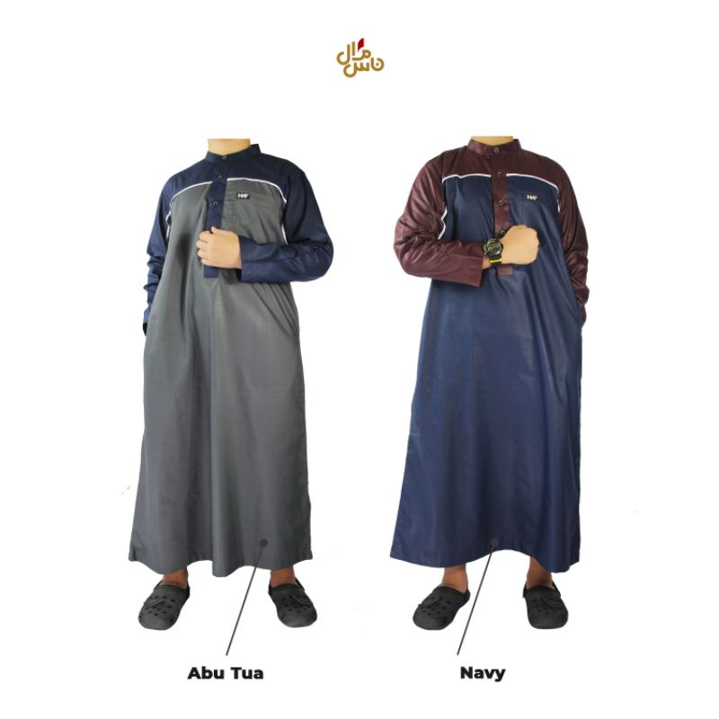 Jubah Gamis  Anak Pria Lengan Panjang Kombinasi Premium