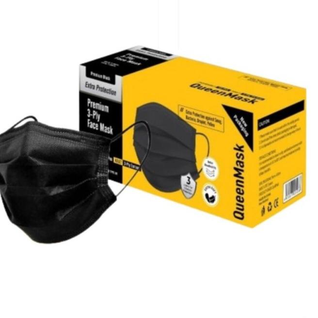 Masker 3ply QUEEN Mask Earloop 1box Isi 50Pcs Sudah KEMENKES 90-kebunapple Ayo Beli