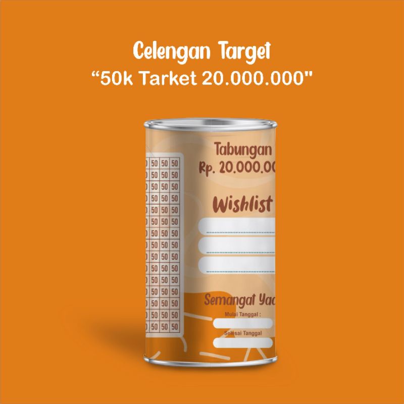 CELENGAN TARGET MURAH CELENGAN VIRAL CELENGAN TIKTOK TABUNGAN BUKA TUTUP ( MEDIUM 50 RIBU TARGET 20 
