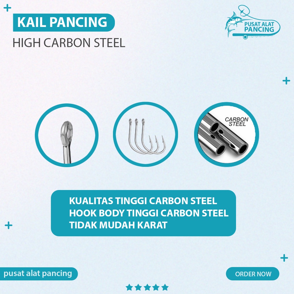 Kail Pancing 1053 Ikan High Carbon Steel Kait Mata Kail Pancing Hi Carbon Barbed Fishing Hook Fishing Tackle Kail Aksesoris Peralatan Pancing