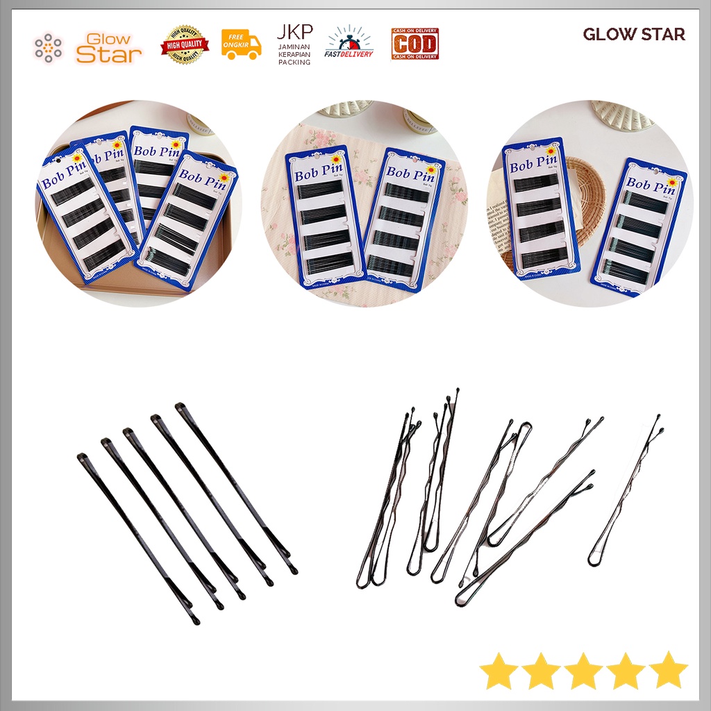 36  PCS - Jepitan Hitam Jepit rambut bobby pin jepit lidi pentul sanggul perapi rambut poni gelombang lurus set tebal kuat kondangan Black