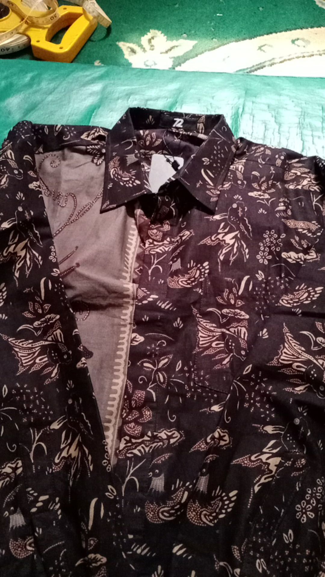 Kemeja Batik Pria Lengan Panjang Premium Two Tone Pagi Sore Coklat Cokelat Choklat Tua 727374 Cap 72