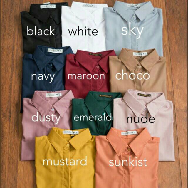 Kemeja Basic Polos Wanita Kain Toyobo | Kemeja Kerja Wanita Kemeja Polos Wanita Baju Atasan Wanita