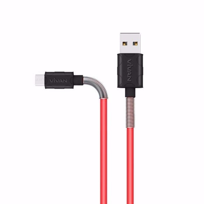 Kabel Data VIVAN FM100 2.4A 1M Spring Micro USB Data Cable For Andoid