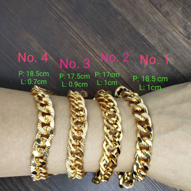 Fifi Fashion Gelang Gold Sisik Naga Lebar Titanium Xuping ASLI Antikarat Antialergi(LT)