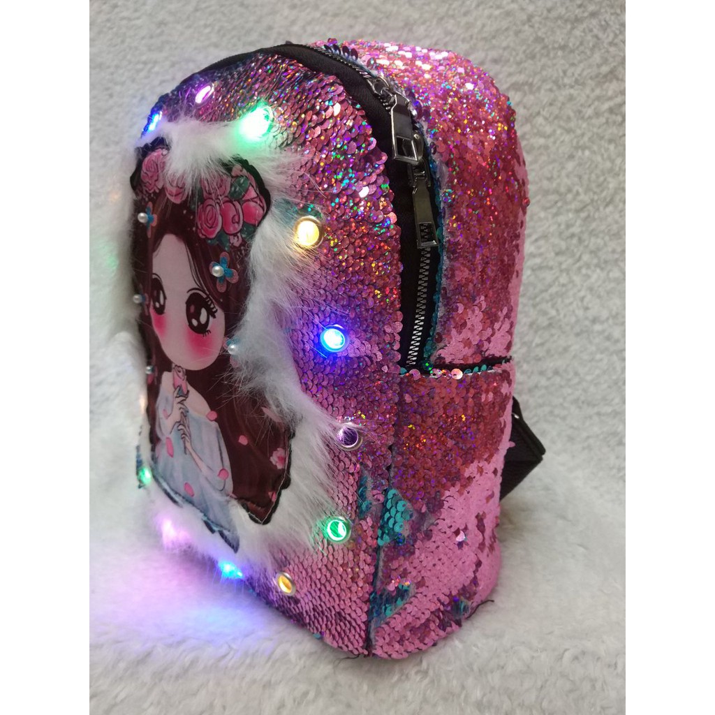 RANSEL ANAK USAP LOL / UNICORN LAMPU LED. IMPORT. DARENA BAGS BANDUNG