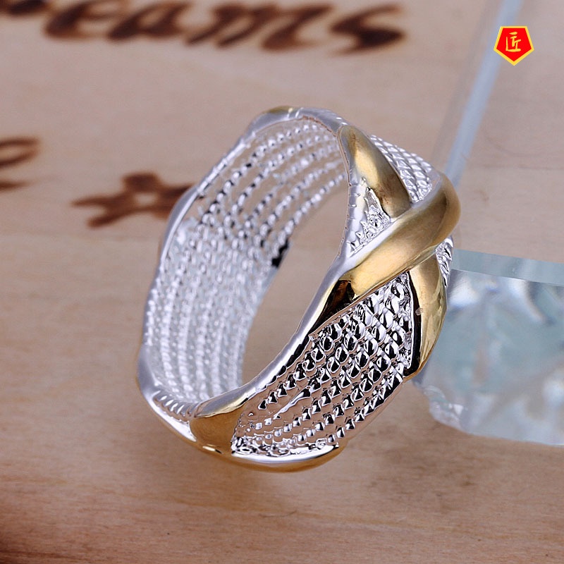 [Ready Stock]Classic Retro Fashion Silver Ring Color Separation