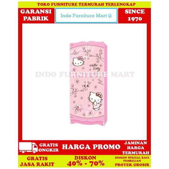 Lemari Pakaian Minimalis Baju Anak Kea Panel Hello Kitty Magnolia 3