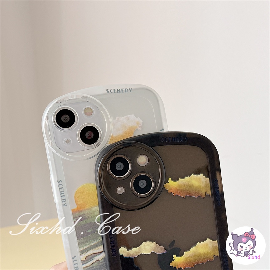 Redmi Note 12 11 11s 10 9 8Pro Redmi 12C 10C 10A 10 9T 9C 9A 9 A1 A1+ Xiaomi 11 Lite 12T 11TPro Mi Poco M3 X3Pro NFC Ins Fashion Simple Sunset Round Lens Phone Case Soft Shockproof Cover