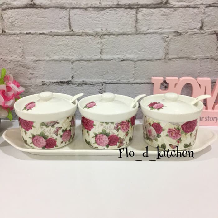 

Tempat Bumbu isi 3 Keramik + Sendok + Baki