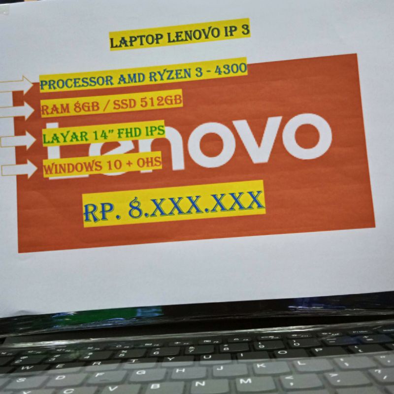 LENOVO IP 3 RYZEN 3 4300 8GB 512GB