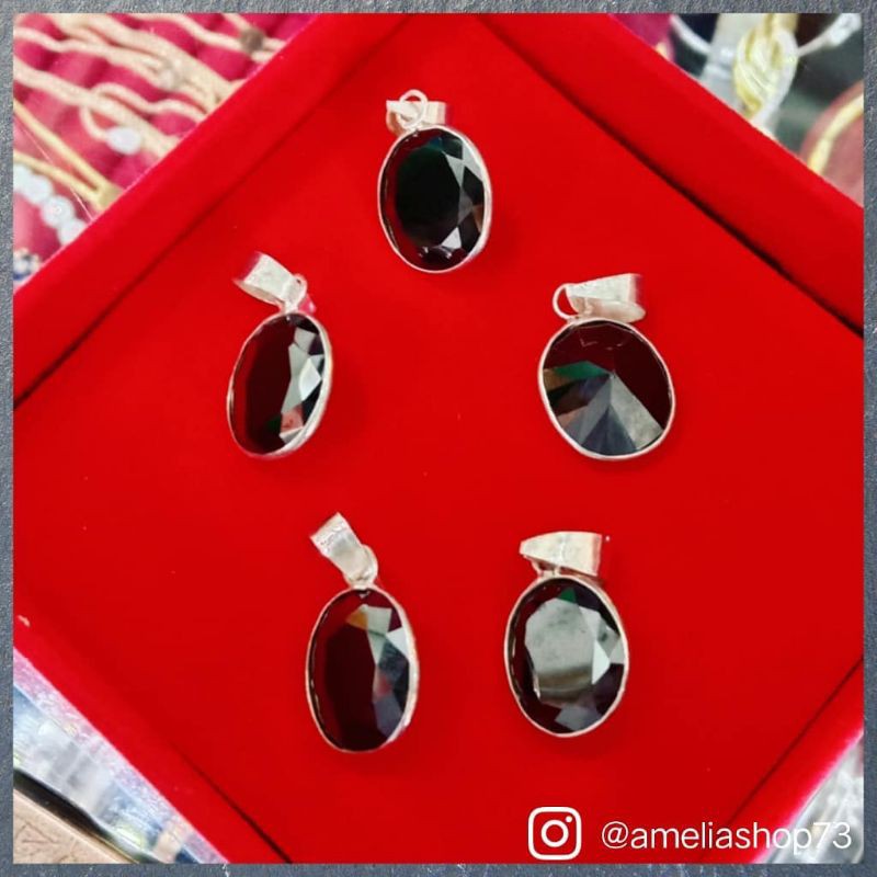 Liontin Perak Batu Kecubung Kopi