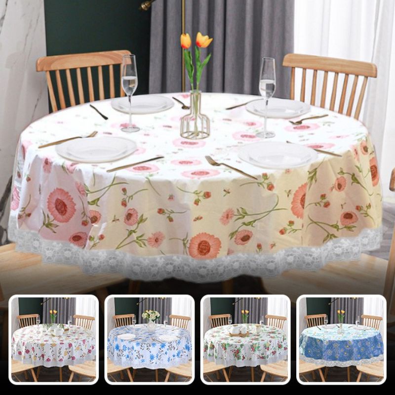 taplak meja anti air motif bunga bulat diameter 152cm