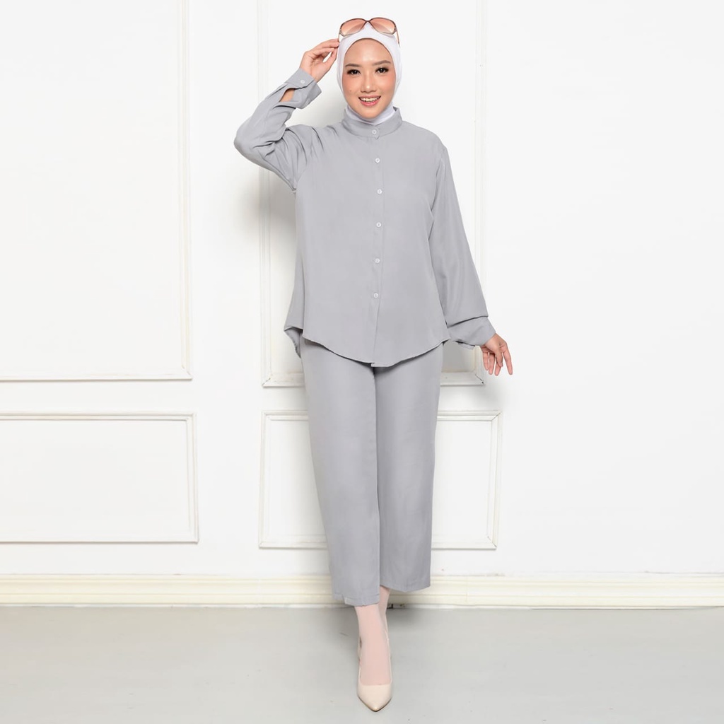 one set shakila premium terbaru/setelan polos wanita full kancing depan/busui L-XL-XXL