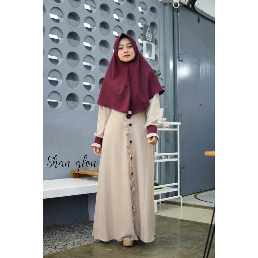 Gamis zahira shan glow one set khimar terbaru remaja wanita muslimah style terkini