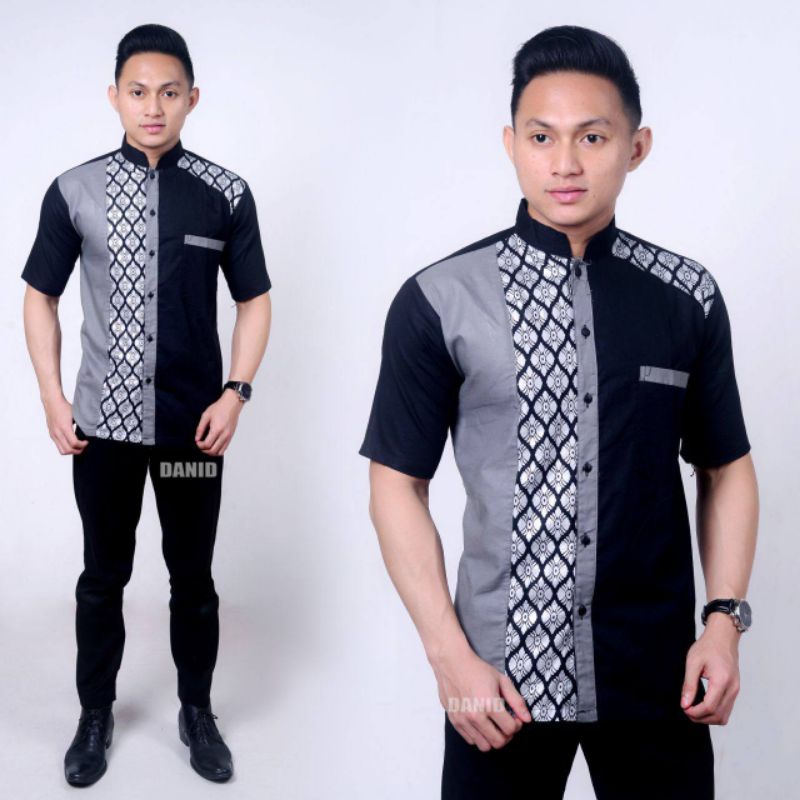 Koko Bordir Kombinasi Batik Lengan Pendek Terlaris Size M, L, XL #10 ( ORIGINAL )