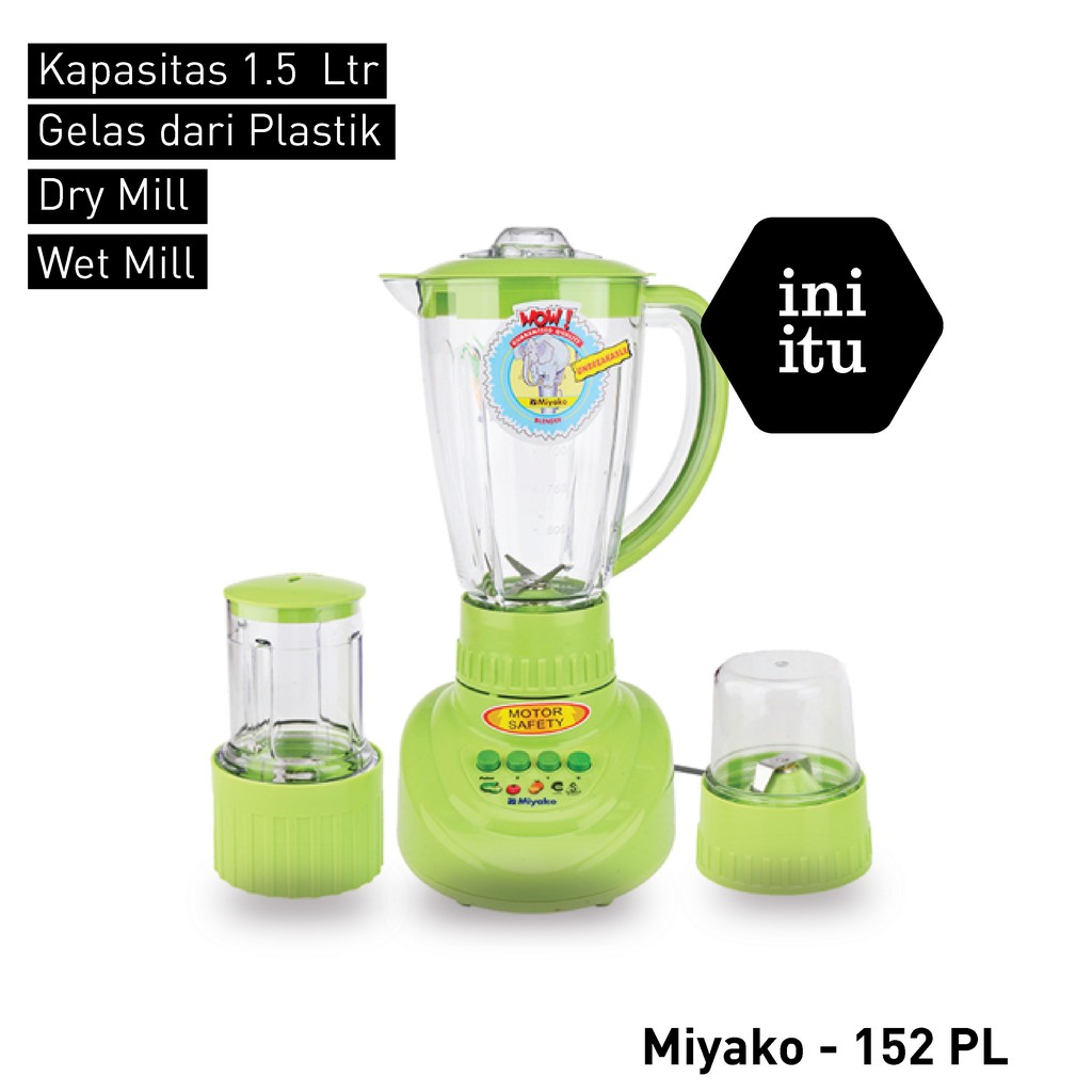 [ Miyako ] Blender Plastik 3 in 1 Miyako - 152 PF / AP. Kapasitas 1.5 L