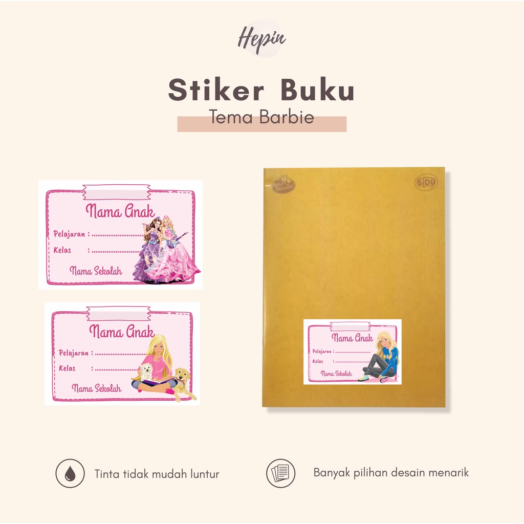 

(30pcs)Stiker buku pelajaran anak / label buku pelajaran edisi BARBIE/murah