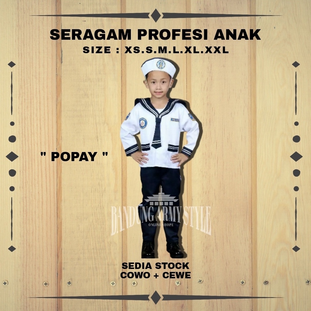 seragam POPEYE pelaut anak/SERAGAM profesi anak set/ SERAGAM KARNAVAL AGUSTUS/SERAGAM ANAK/ COSTUM ANAK POPAY/ SERAGAM PROFESI ANAK/POPAY ANAK