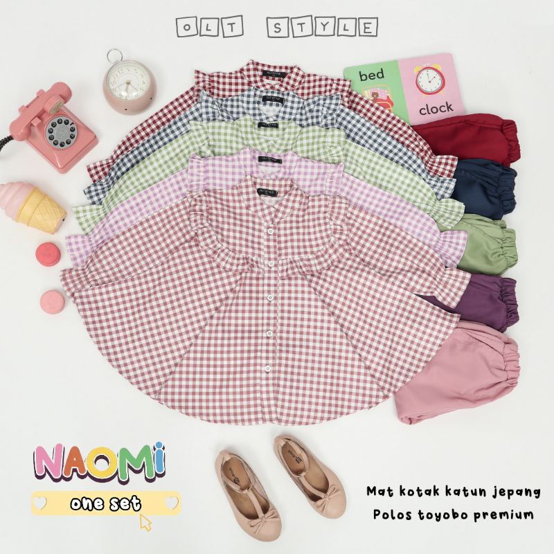 Ollet Oneset Naomi / setelan baju anak katun jepang / stelan anak perempuan