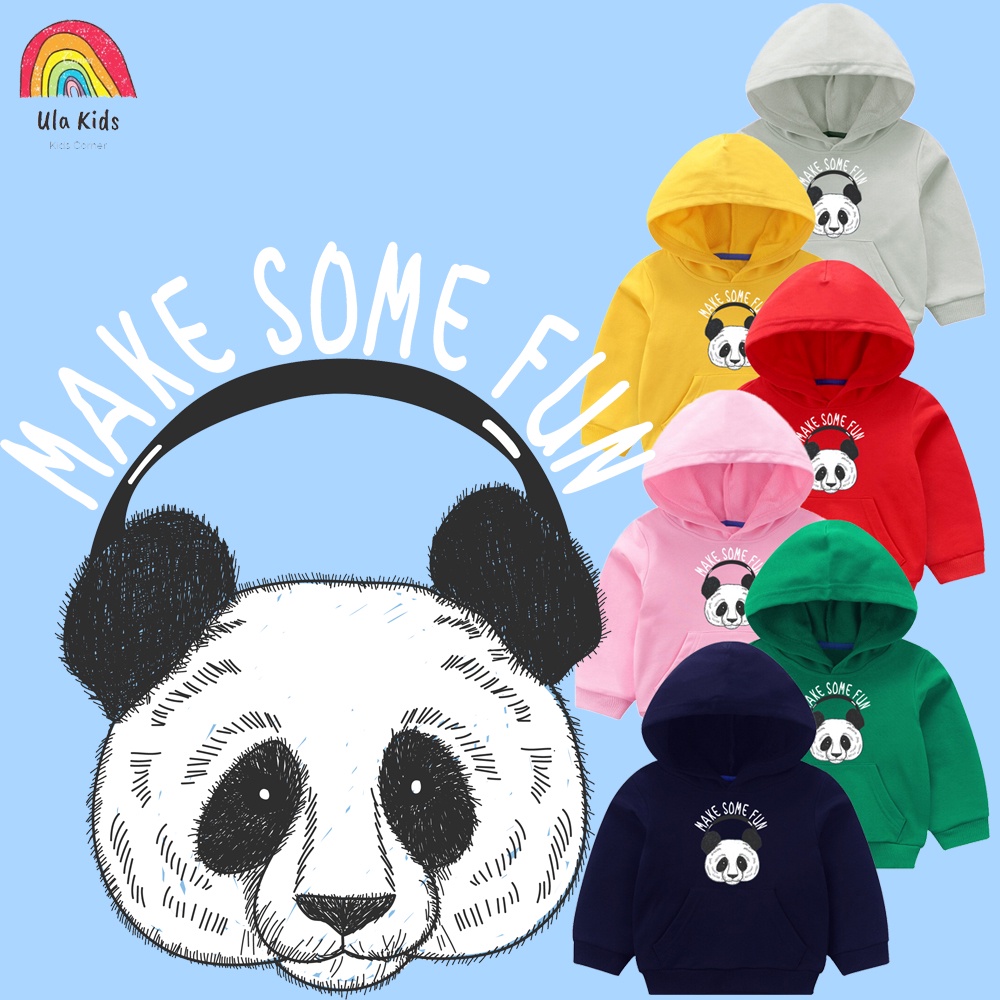 Sweater Anak Hoodie Anak Jaket Anak Motif Panda Handsfree Headset Panda Head Headset Usia 1-6thn
