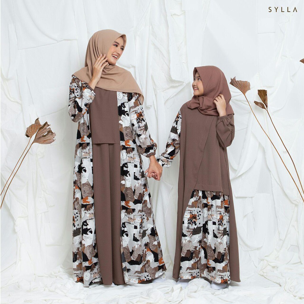 Gamis Couple Ibu dan Anak Perempuan Dress Sarimbit Syari Muslim Wanita Remaja Terbaru Kekinian Busui