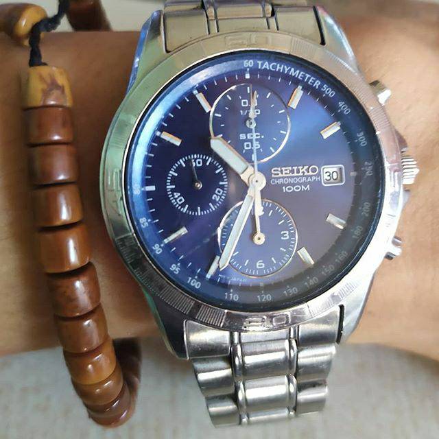 PRELOVED Jam SEIKO 7T92 chronograph Blue Dial second bekas