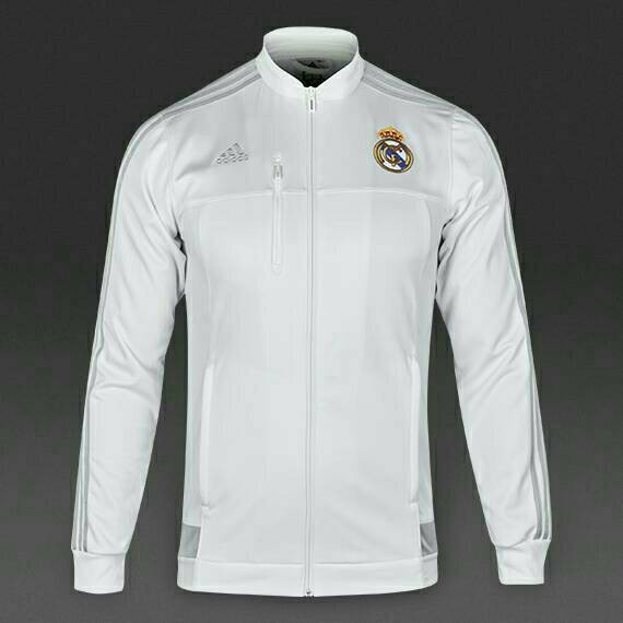 JUAL Jaket Bola Grade ORI Real Madrid Anthem White Official 2015-2016 TERBARU