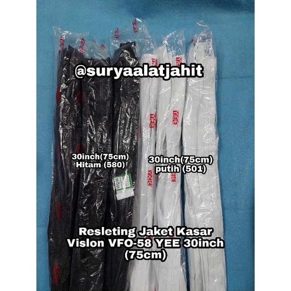 Resleting Jaket YEE 30in/75cm VFO58 tdk bulak balik kunci 51.000/lsn