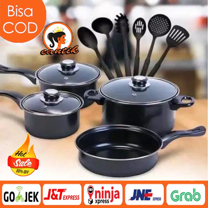 [COD] Panci Set isi 13 pcs / Cookware 13 in 1 Peralatan Masak Panci Tutup Kitchen 13pcs