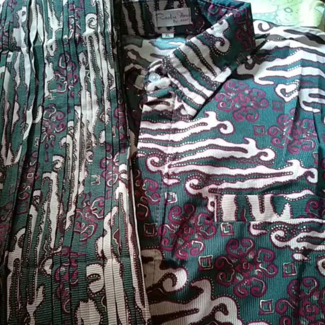 (cod) Couple Rok Plisket Dan Kemeja Batik Pria/serimbit/kemeja Wisuda/tunangan/engagement