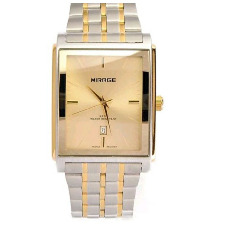 jam tangan pria~JAM TANGAN MIRAGE 8576M SILVER COMBI ~ ORIGINAL WATER RESISTAN~STAINLEES