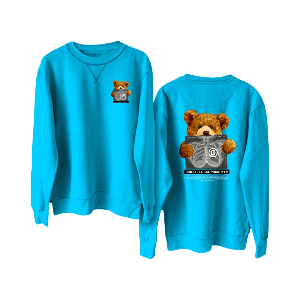 Sweater Crewneck BRIGO Bear sick Sablon DTF Fleece Cotton II BRIGO Basic Sweatshirt  Bear sick II M-XXL (Pria &amp; Wanita) Free stiker&amp;Gantungan Kunci