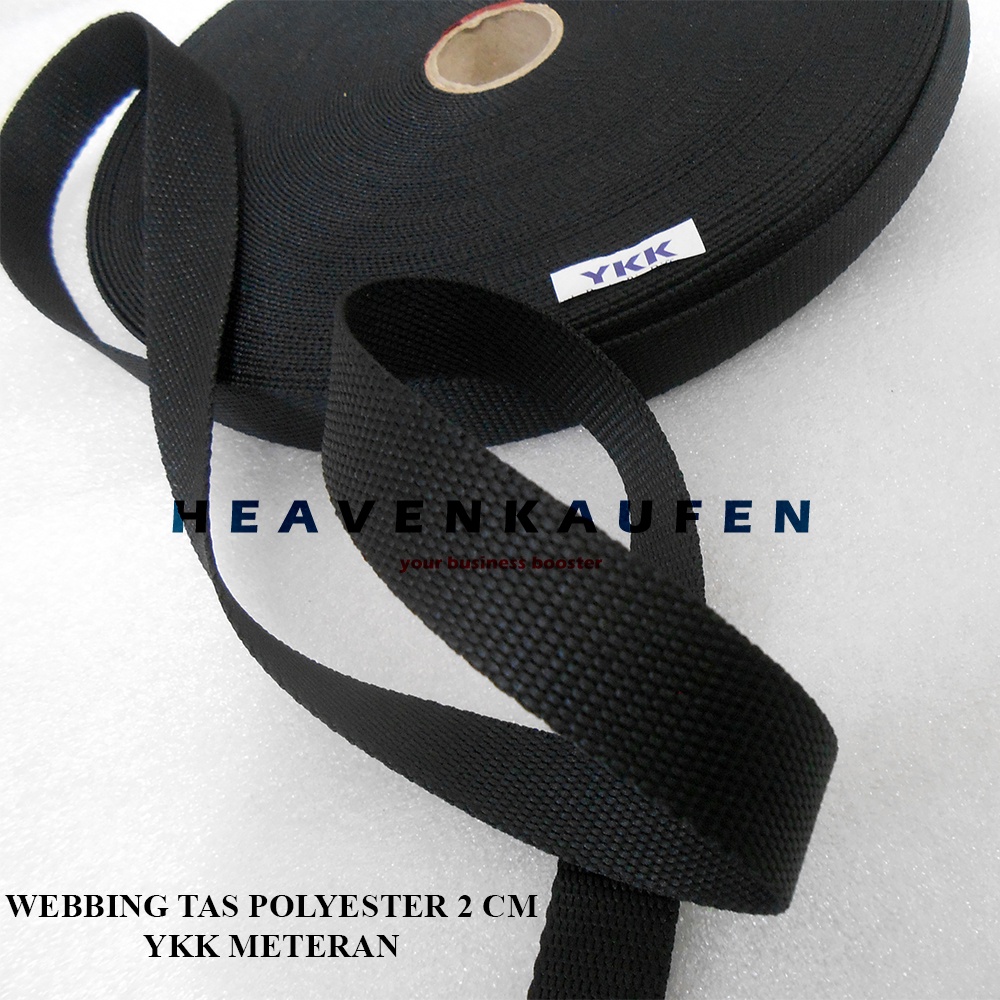 Webbing Tas YKK Polyester Bagus Lebar 2 cm Warna Hitam Harga Per Meter