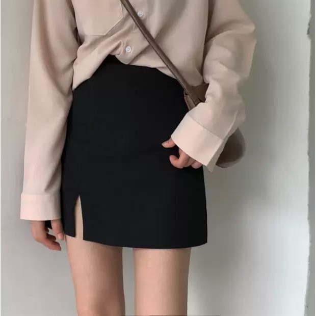 Lm Boutique~(SLIT)READY !KOREAN SLIT SKIRT rok wanita dengan variasi belah
