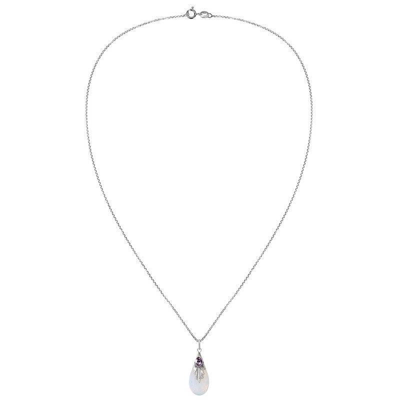 [Ready Stock]Fashion Inlaid Moonstone Pendant Water Drop Pear-Shaped Necklace