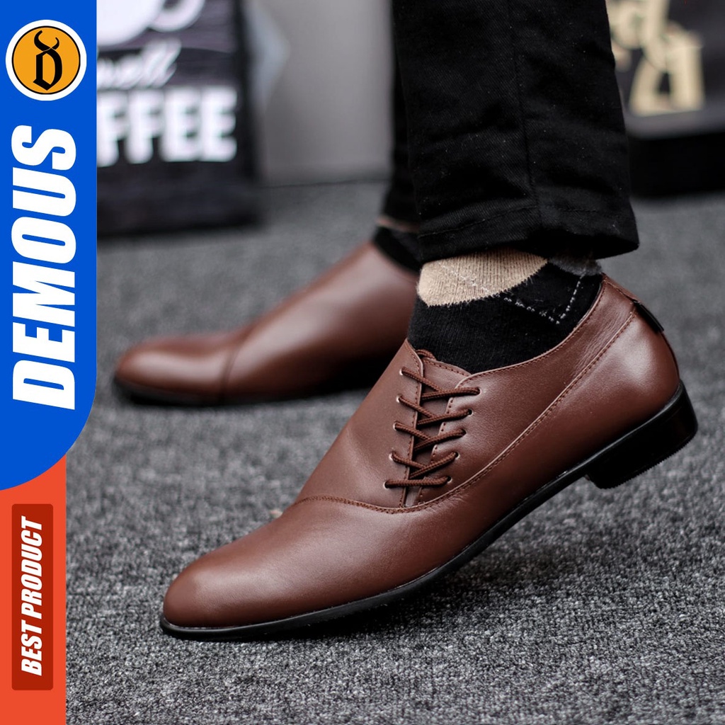 DEMOUS Rempel - Sepatu Formal Pantopel Hitam Kulit Asli Kerja Pria