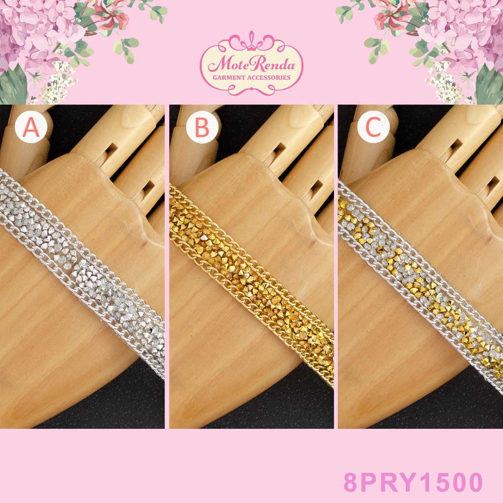 Renda permata/diamond 1.5cm iron-on (harga per 10cm) kode 8PRY15