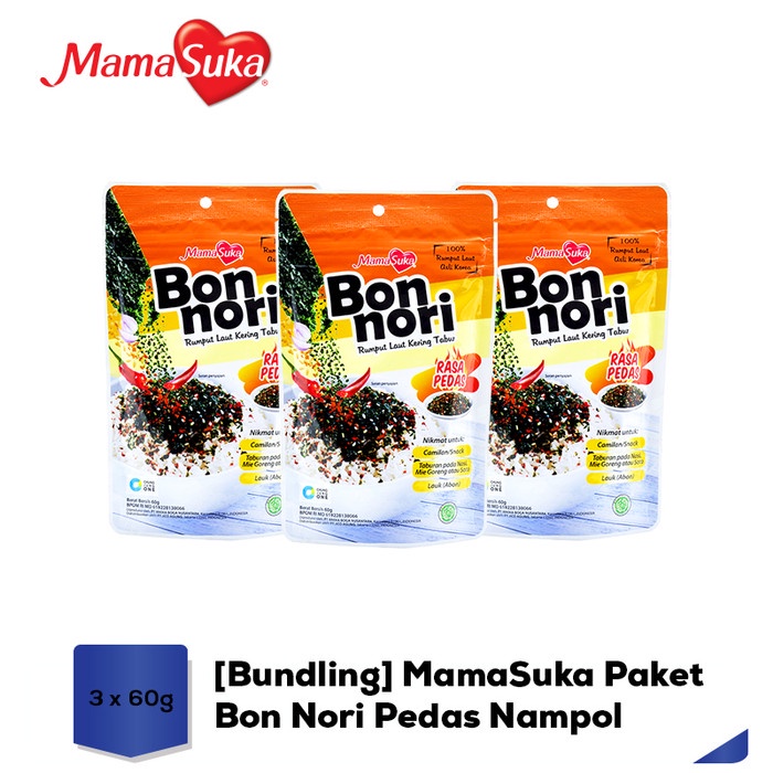 

TURUN HARGA [Bundling] MamaSuka Paket Bon Nori Pedas Nampol 60 gr - 3 pcs AR090