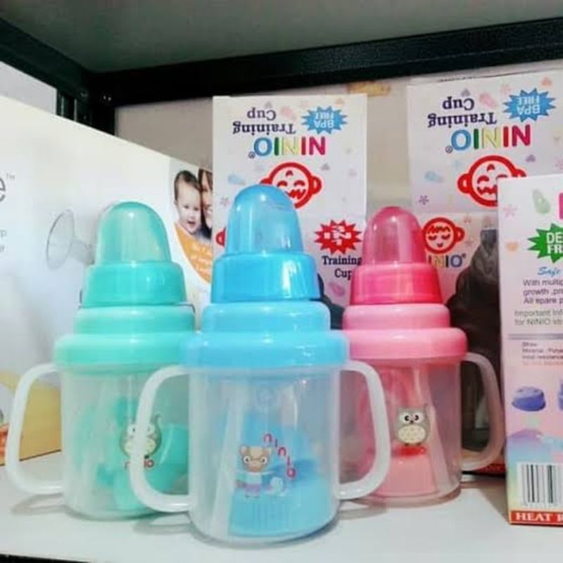 Ninio Non Spill Training Cup Mushroom 3in1- Ninio Botol Minum Bayi 3 in 1 - Botol Minum Baby Trainingcup